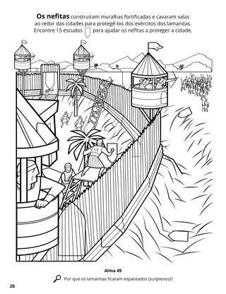 Moroni’s Fortifications coloring page