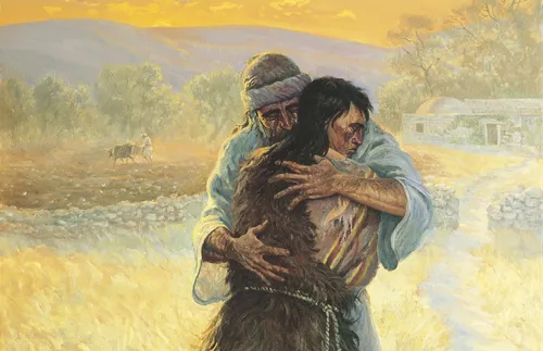 Illustration of prodigal son returning