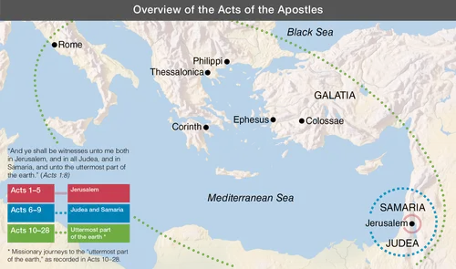 map, Overview of the Acts of the Apostles