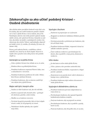 formulár na osobné zhodnotenie