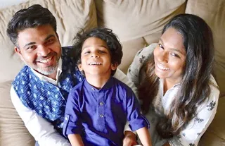 Shyam, his wife, Radhika, and their son
