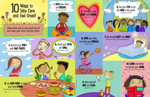 Poster-style PDF with images of children taking care of their bodies in different ways