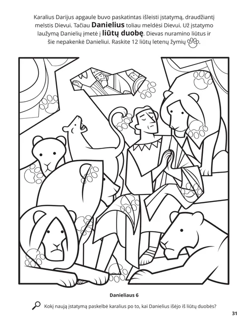 Daniel and the Lions’ Den coloring page