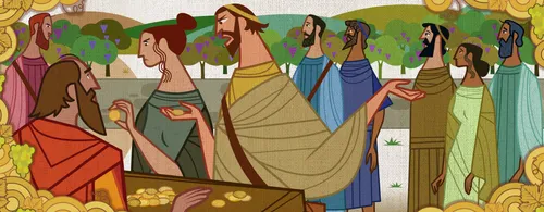 The man pays the workers, and some are upset.