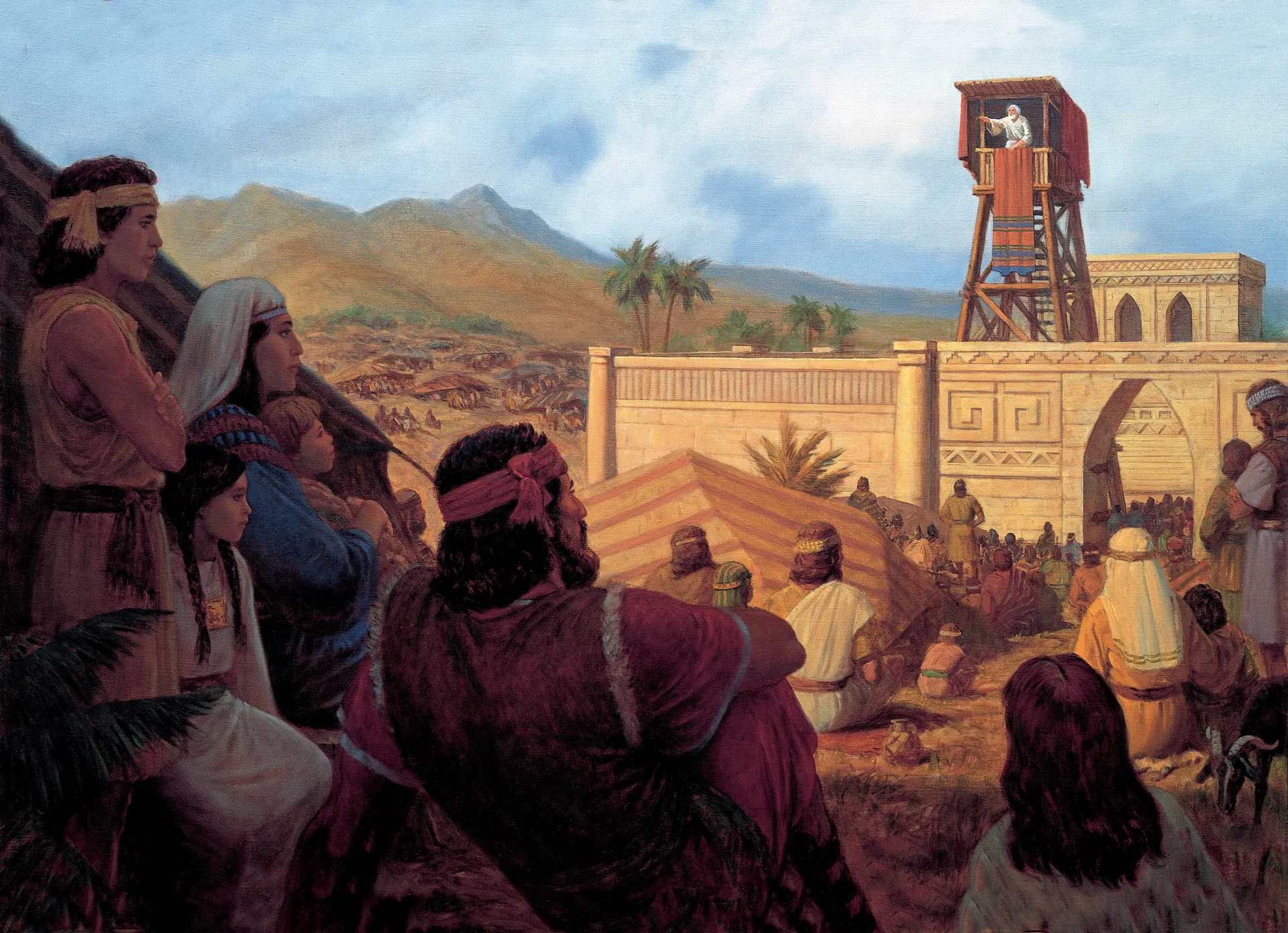 King Benjamin Addresses His People (King Benjamin Preaches to the Nephites), by Gary L. Kapp (62298); GAK 307; GAB 74; Primary manual 4-21; Mosiah 1:9–11, 18; 2:2–6 © undefined ipCode 1.