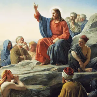 Jesus Christ teaches the Beatitudes at the Sermon on the Mount