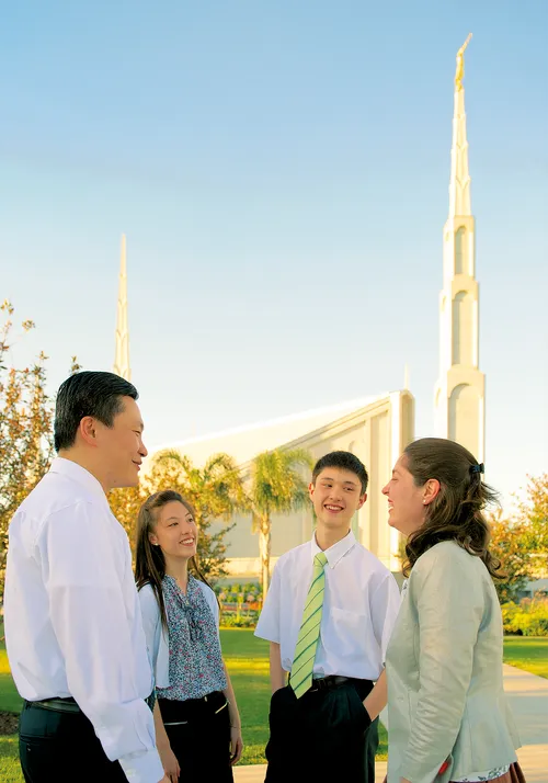 group in front of temple