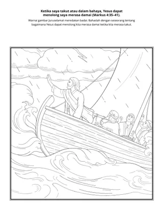 halaman kegiatan: Ketika saya takut atau dalam bahaya, Yesus dapat menolong saya merasakan kedamaian
