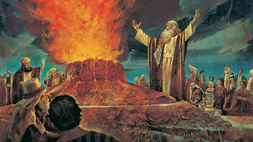 Elijah in front of a burning altar