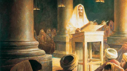 Jesus in the synagogue at Nazareth