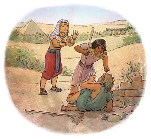 Moses trying to help a slave