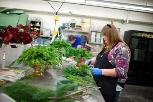 woman working flowers