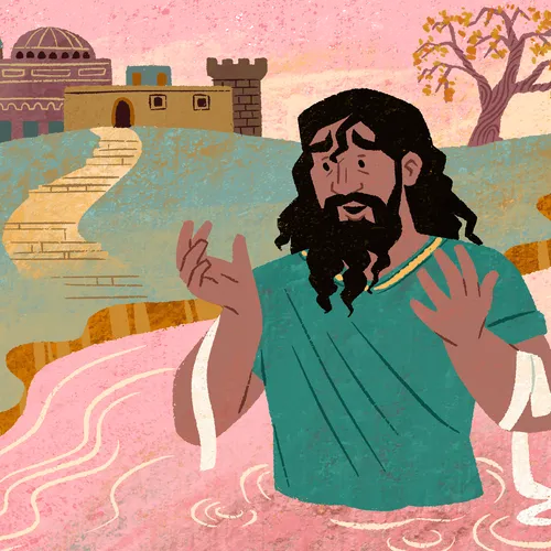 Naaman washing in Jordan