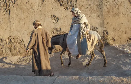 Joseph and Mary with donkey