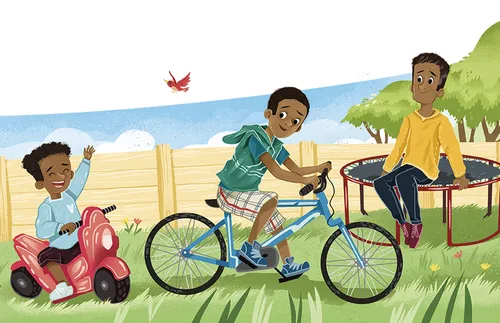 brothers riding bikes together