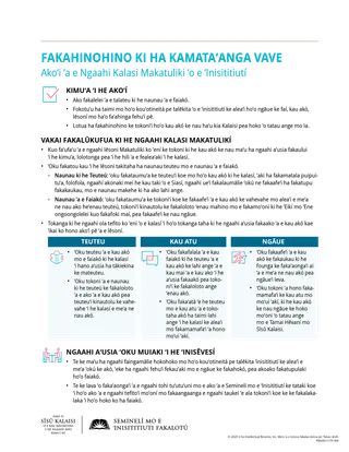 handout, Fakahinohino ki ha Kamataʻanga Vave
