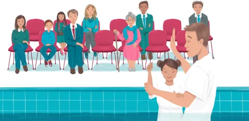 family sitting and waiting for baptism