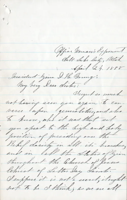 Letter from Emmeline B. Wells to Zina D. H. Young