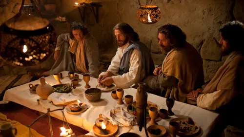 Jesus and His disciples partaking of the sacrament