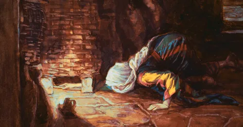 woman looking for her lost coin