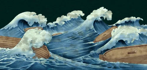 ship being tossed in the sea