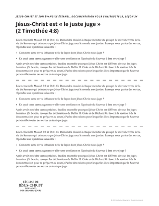 Document à distribuer : Jésus-Christ est le juge juste