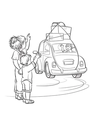 siblings waving goodbye