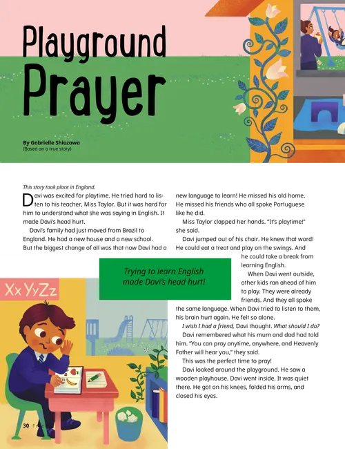 Story PDF of boy looking worried at school