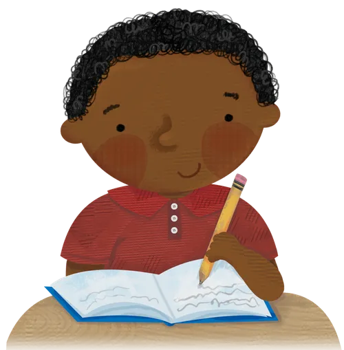 boy writing in journal