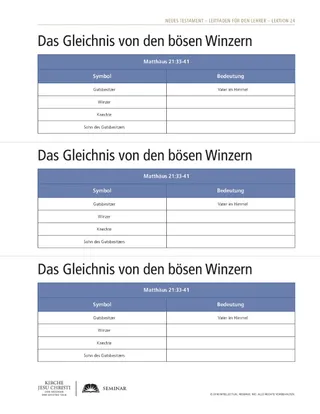 handout, Parable of the Wicked Husbandmen
