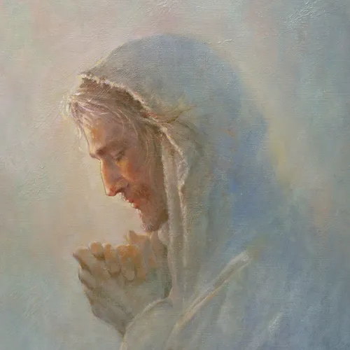 Jesus praying with head bowed