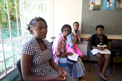 young women participating in Sunday School class