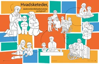 coloring page of family doing kind things for others