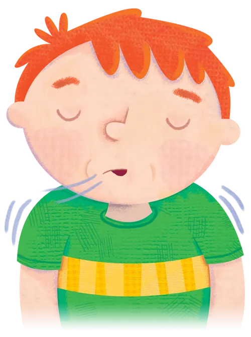 boy taking deep breath