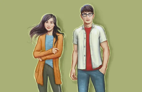 illustration of man and woman