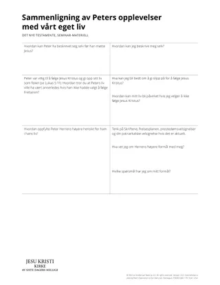 Handout on Likening Peter’s Experience