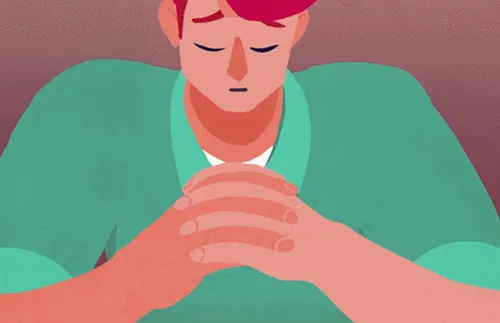 an illustration of a man praying