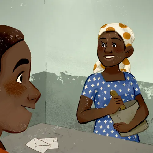 mother and son at home