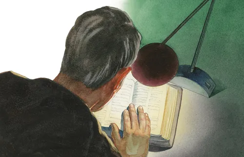illustration of man reading a book