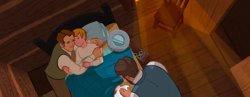 A doctor performing surgery on Joseph Smith’s leg. His father holds him to offer support.