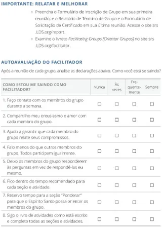 Autoavaliação do facilitador