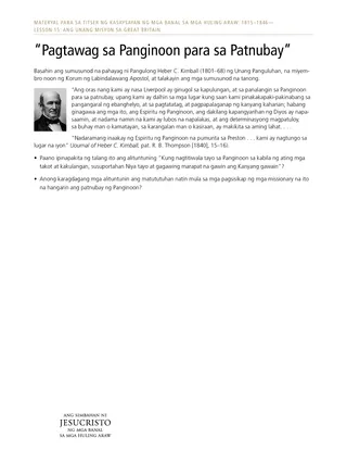 handout ng “Pagtawag sa Panginoon para sa Patnubay”