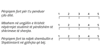 shkalla 1 deri në 5 për secilën thënie