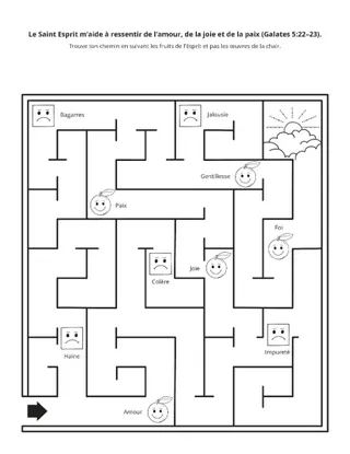 page des activités : le Saint-Esprit m’aide à ressentir l’amour