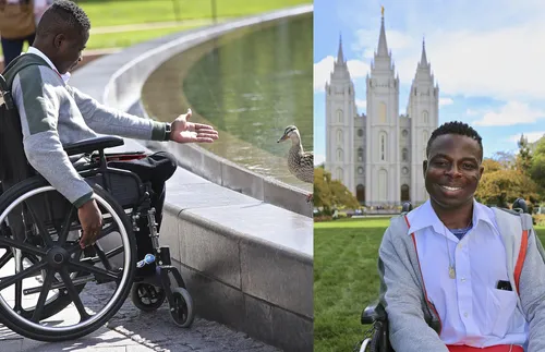 Eric in front of Salt Lake Temple