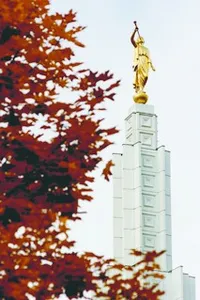 Angel Moroni on spire of the Idaho Falls Idaho Temple.