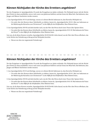Arbeitsblatt: „Können Nichtjuden der Kirche des Erretters angehören?“