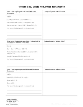 Scheda: Trovare Gesù Cristo nell’Antico Testamento