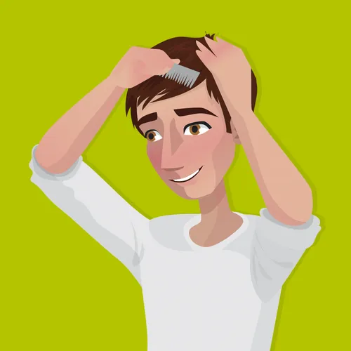 young man combing hair