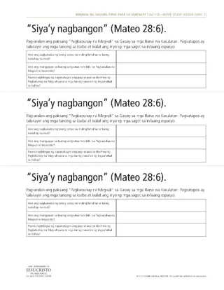 handout, Siya’y nagbangon